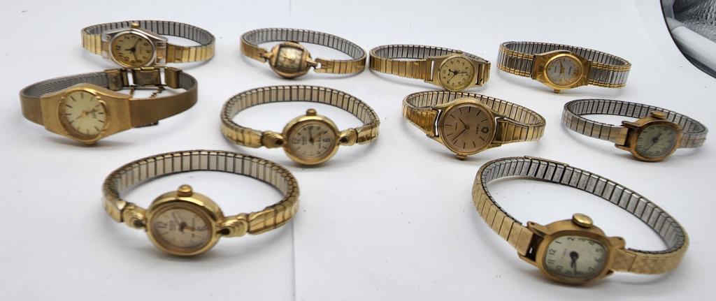 10-VTG GOLD TONED WOMAN'S WRISTWATCHES (1 of 18)
