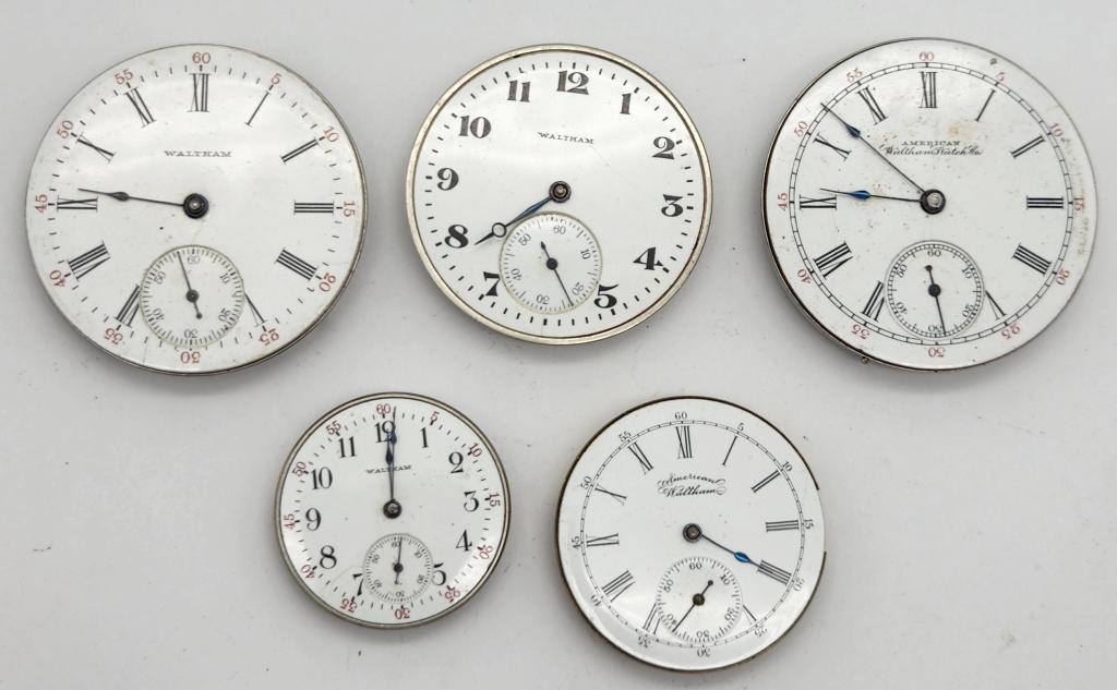 5-VINTAGE WALTHAM POCKET WATCH FACES (1 of 7)