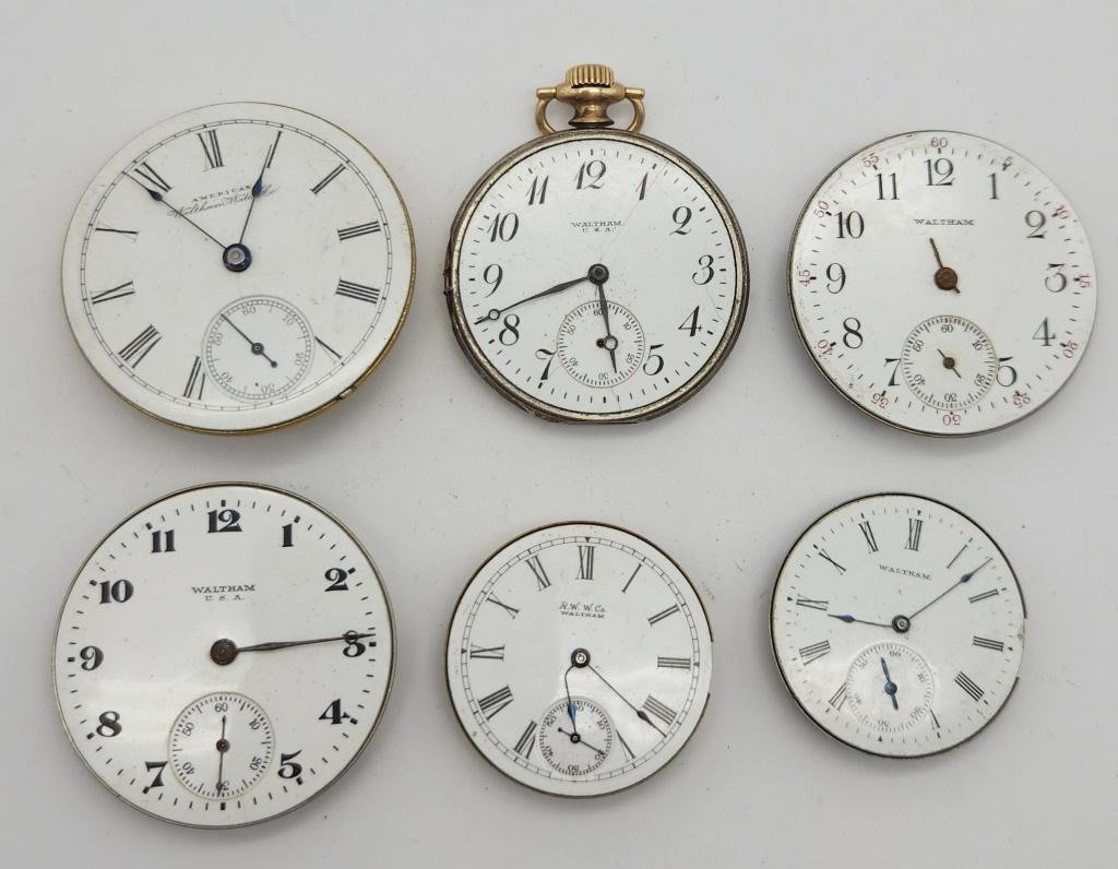 6-VINTAGE WALTHAM POCKET WATCH FACES (1 of 8)