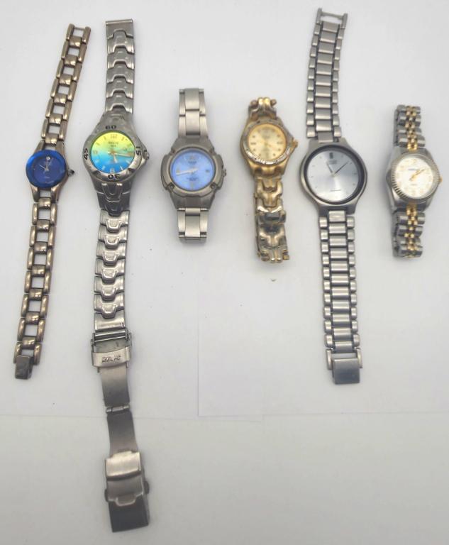6-UNISEX THIN WATHCES: CITIZEN-ARMTRON-: RELIC WET-WATCH IT & MORE!