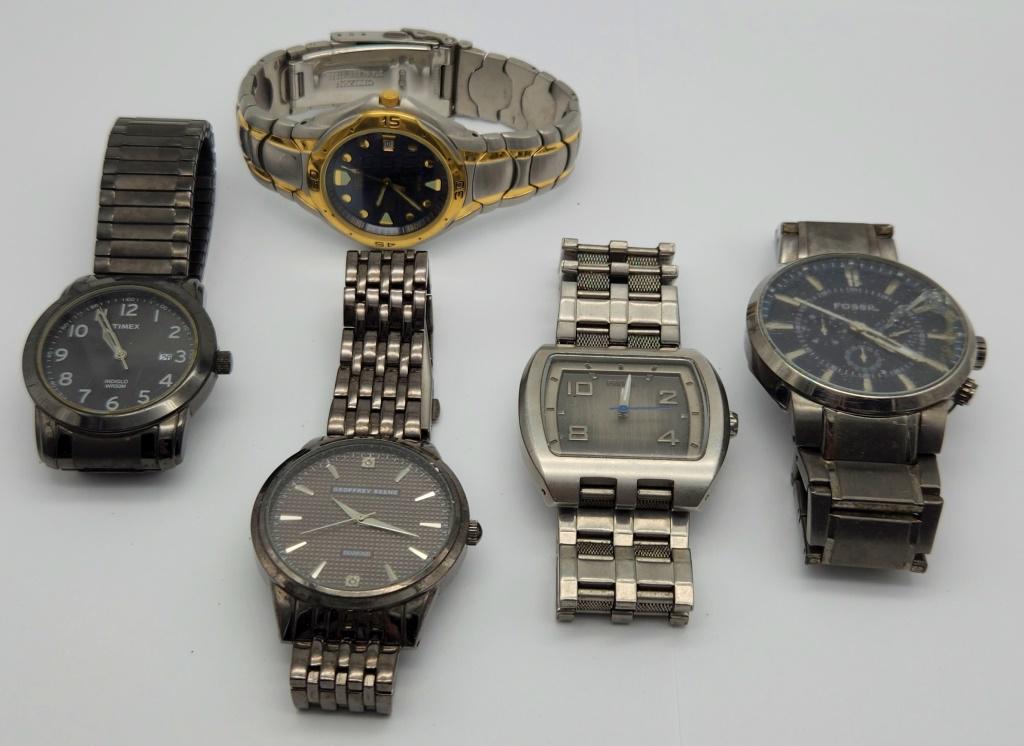 5-MEN'S CHUNKY FASHION WRISTWATCHES: FOSSIL- (1 of 12)