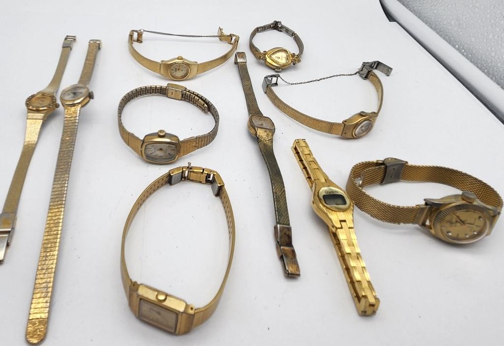 10-VTG GOLD TONED WOMAN'S WRISTWATCHES (1 of 20)