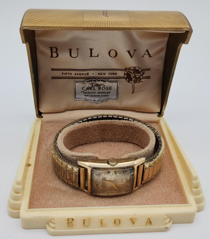 WITH CASE! VINTAGE MEN'S BULOVA WRISTWATCH: UNTESTED