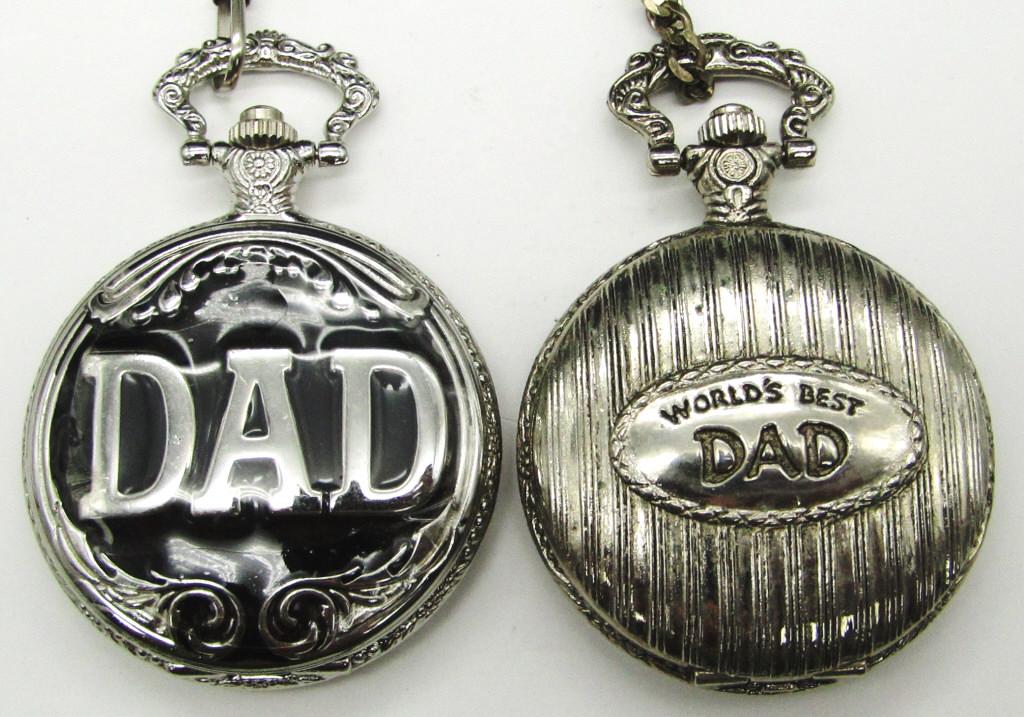 (2) QUARTZ POCKET WATCHES - "DAD" CASES (1 of 8)