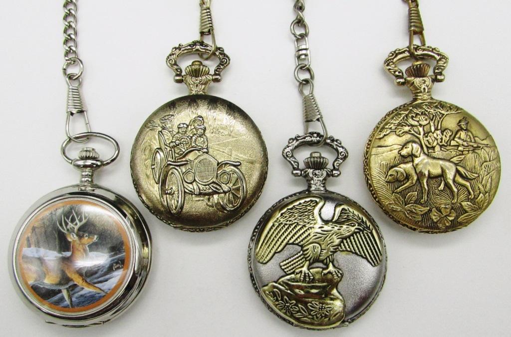 (4) QUARTZ POCKET WATCHES - NICE LOT (1 of 6)