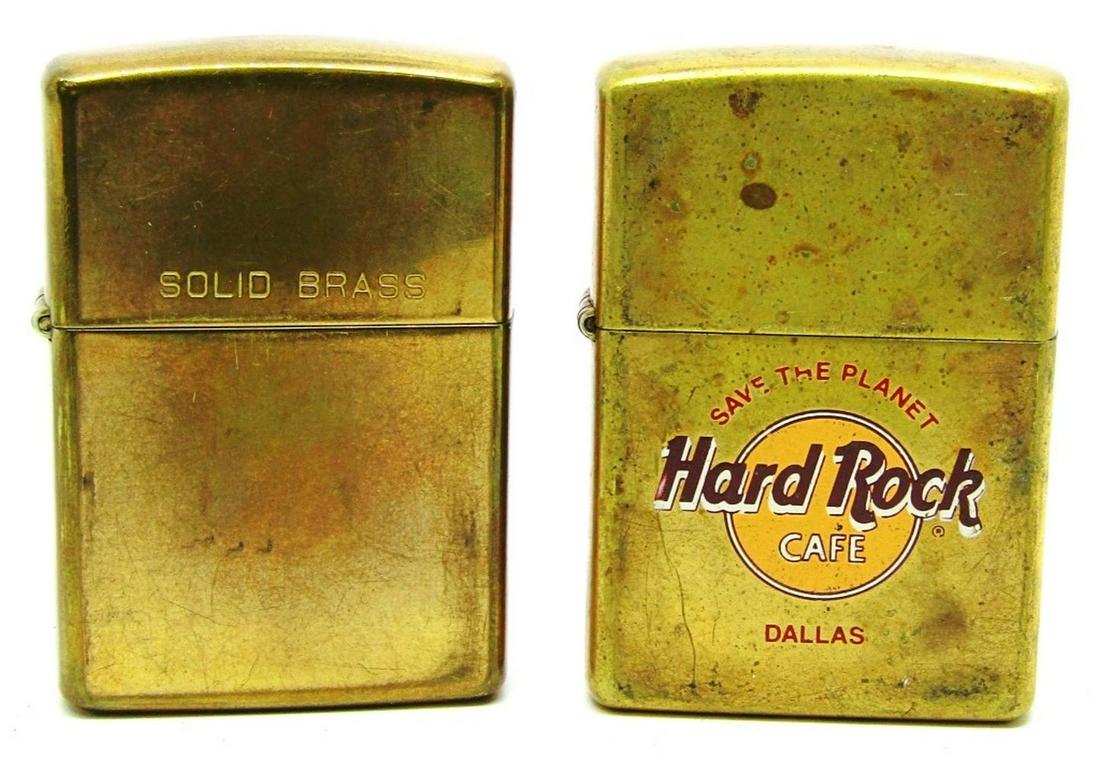 (2) BRASS ZIPPO LIGHTERS! HARD ROCK CAFÉ +! (1 of 4)