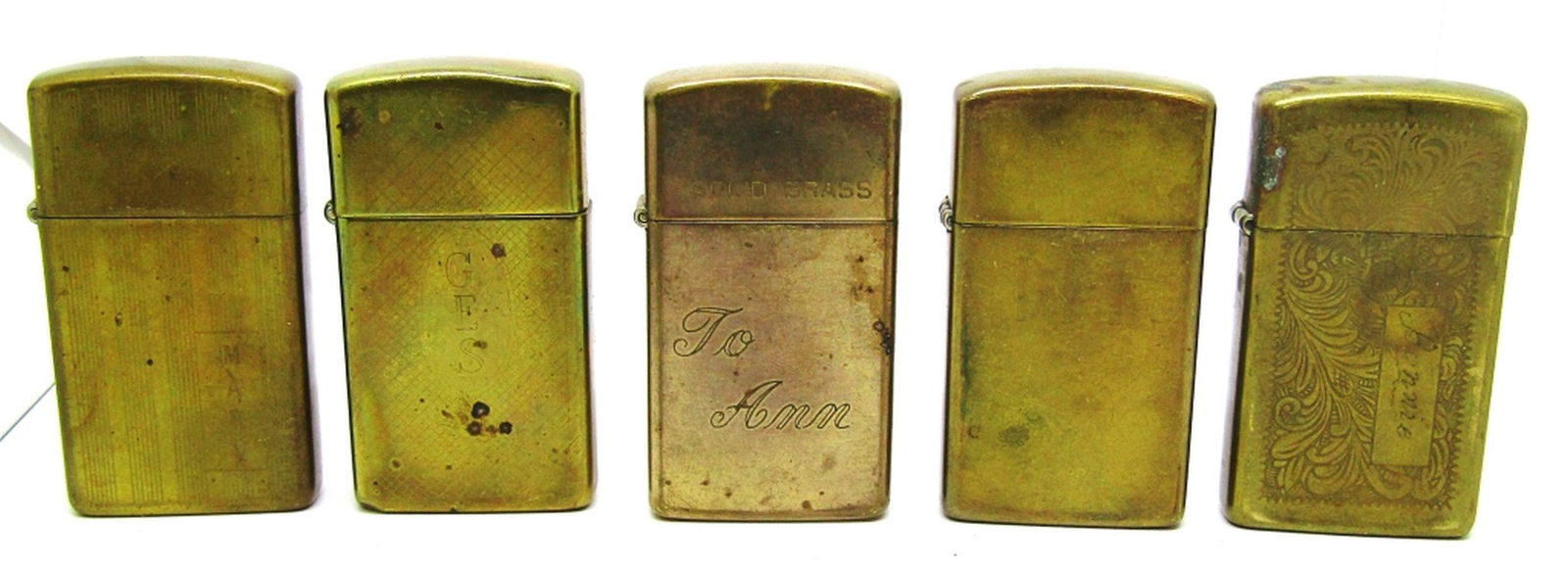 (5) BRASS SLIM ZIPPO LIGHTERS! (1 of 4)