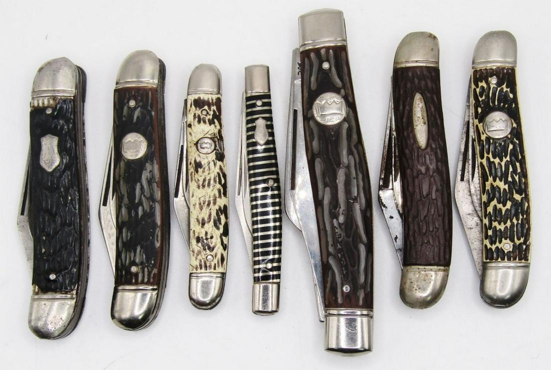 7 VINTAGE POCKET KNIVES; CROWN IMPERIAL 3 BLADE, (1 of 3)