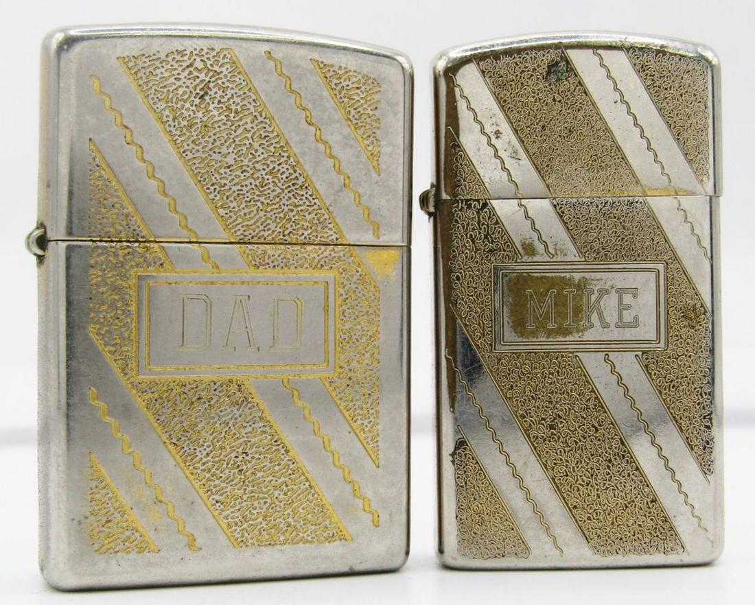(2) ENGRAVED TWO TONED ZIPPO LIGHTERS! (1 of 4)