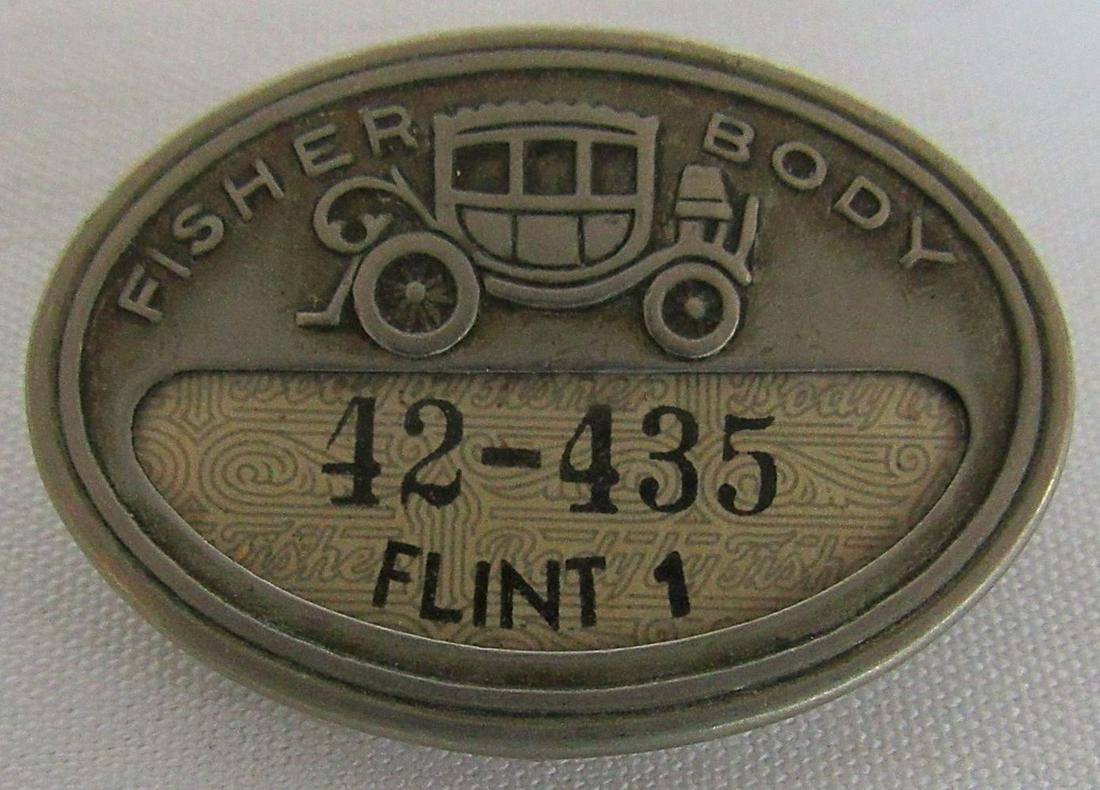 FISHER BODY EMPLOYEE BADGE FLINT MICHIGAN: ORIGINAL EARLY GENERAL MOTOR - EMPLOYEE #42-435
