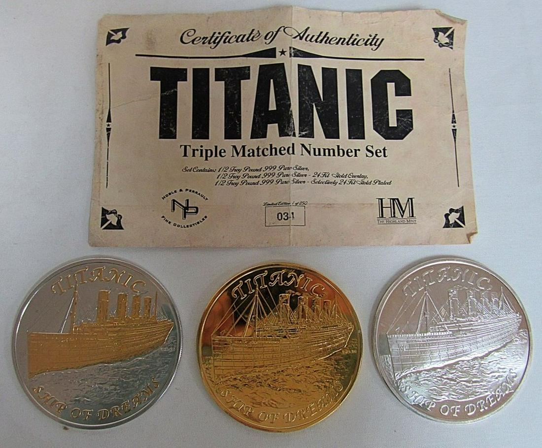 .999 SILVER 1/2 TROY POUND TITANIC  ROUNDS (1 of 8)
