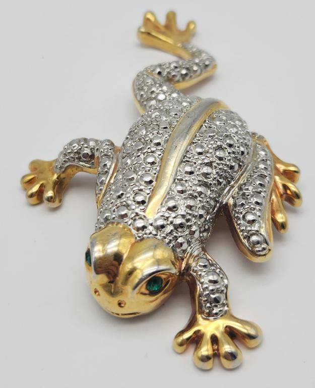 LARGE! GOLD & SILVER TONED BROOCH WITH (1 of 3)