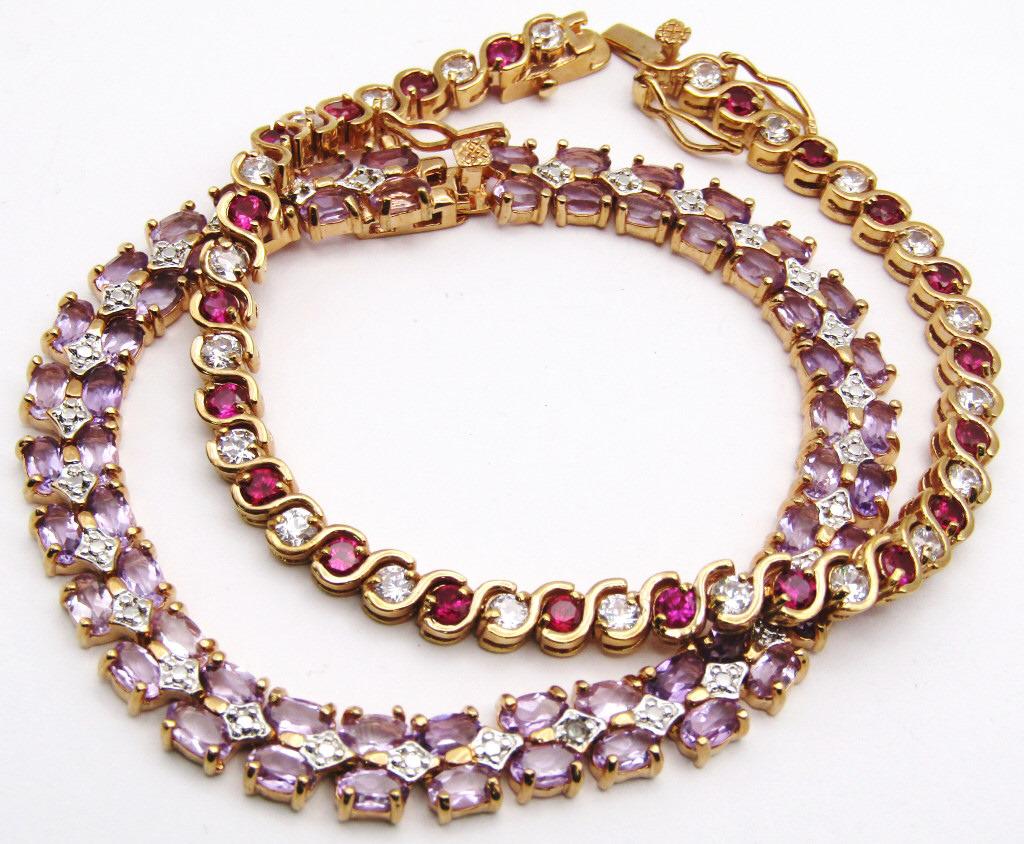 (2) STERLING TENNIS BRACELETS w/STONES (1 of 5)