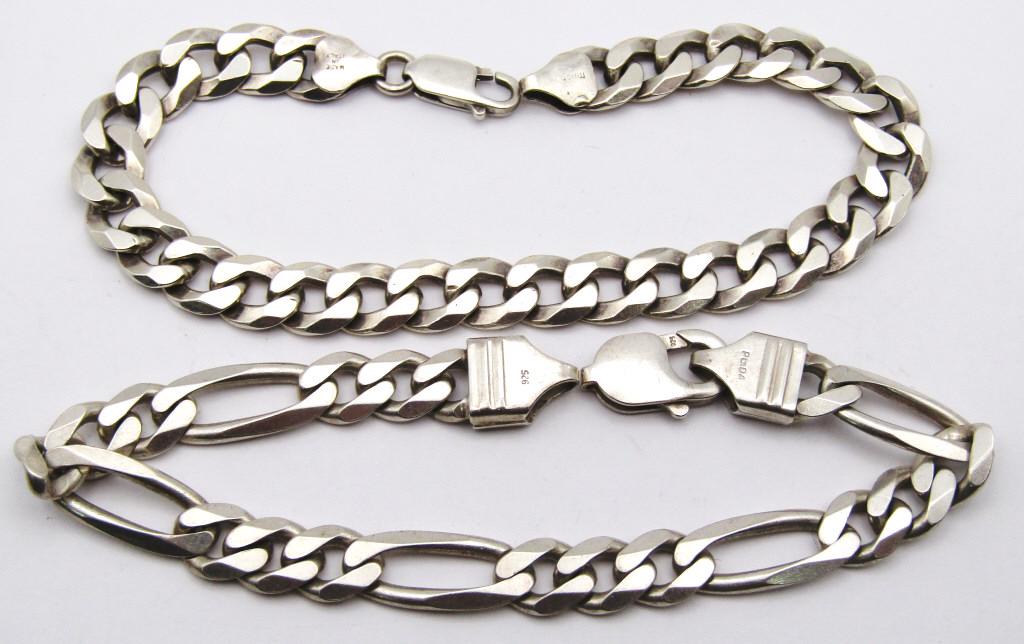 (2) MENS STERLING LINKED BRACELETS (1 of 4)