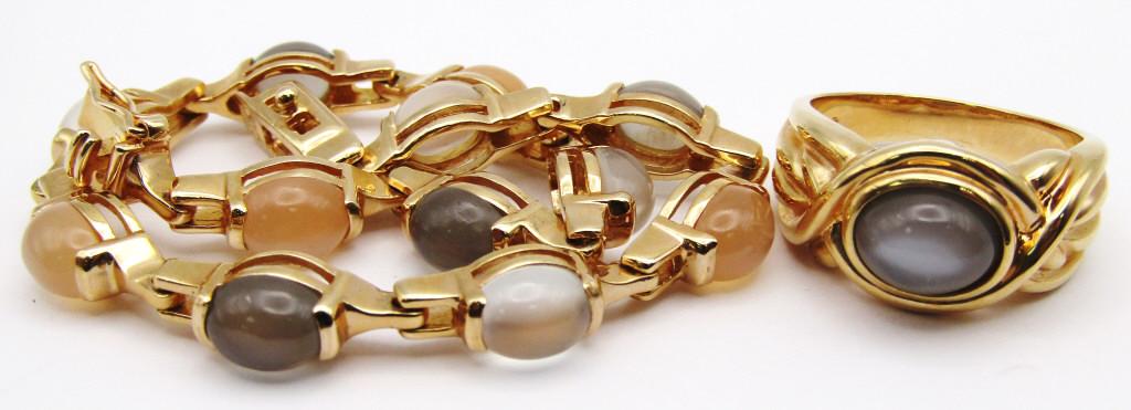 GOLD TONED STERLING BRACELET / RING SET (1 of 4)