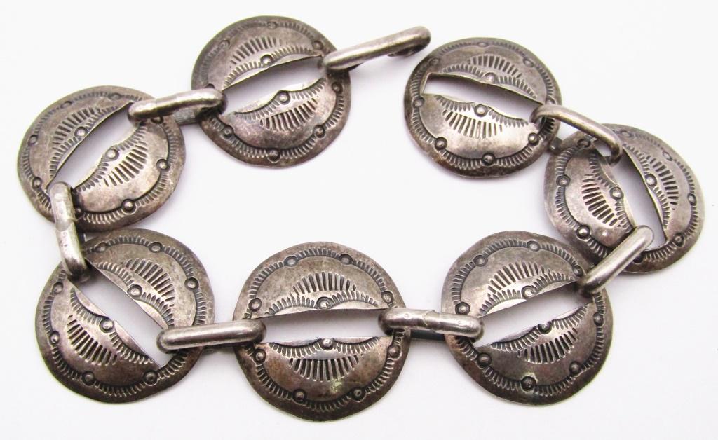 CONCHO STYLE STERLING BRACELET 7 1/2" (1 of 2)