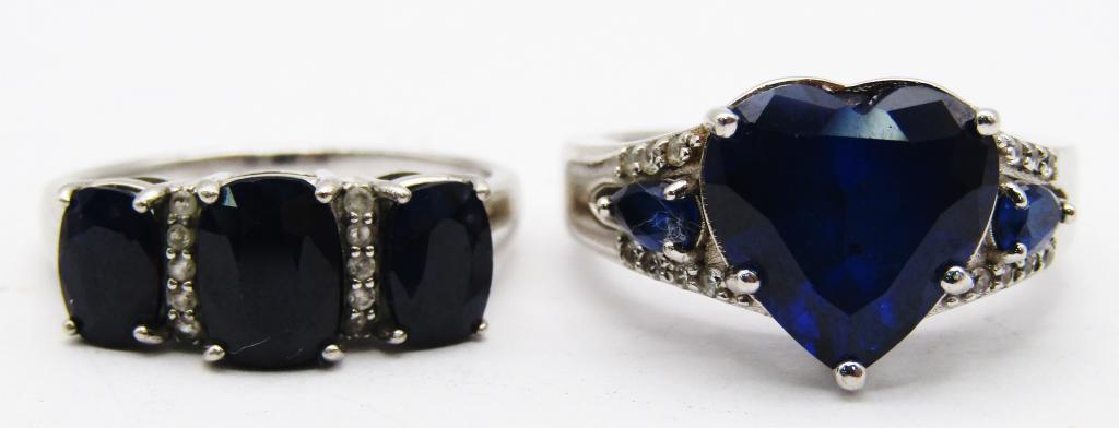 (2) STUNNING BLUE STONE 925 RINGS (1 of 7)