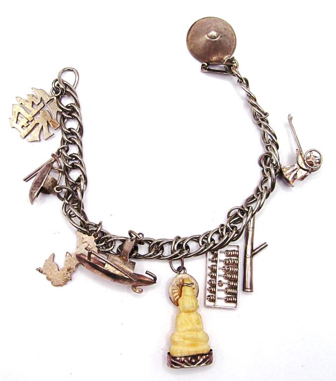 (7) STERLING CHARMS on NON-STERLING CHAIN (1 of 2)