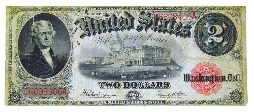 1917 $2 U.S. LEGAL TENDER - LARGE SIZE NOTE (1 of 2)