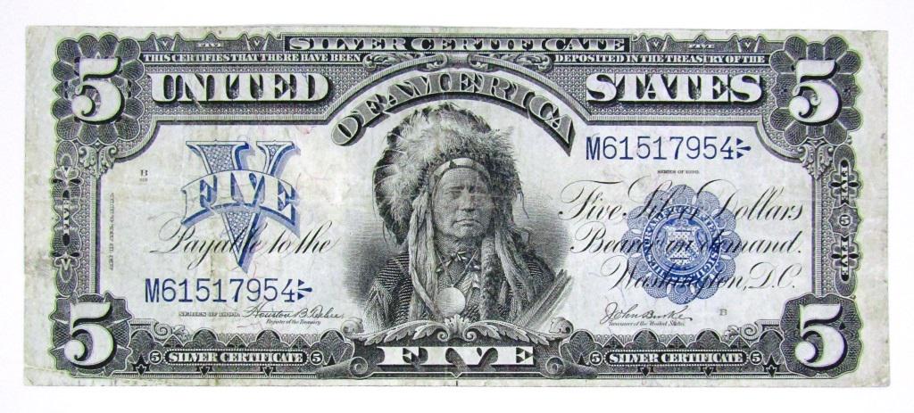 1899 $5 "INDIAN CHIEF" SILVER CERTIFICATE (1 of 2)