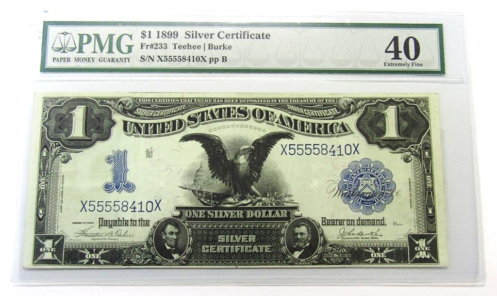 1899 $1 "BLACK EAGLE" SILVER CERT PMG 40 (1 of 2)
