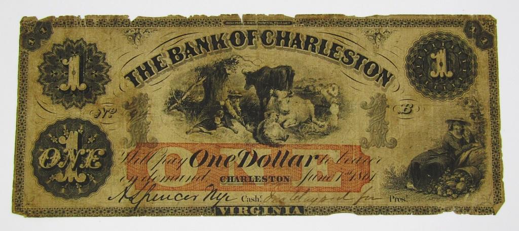 1861 $1 OBSOLETE NOTE CHARLESTON (1 of 2)