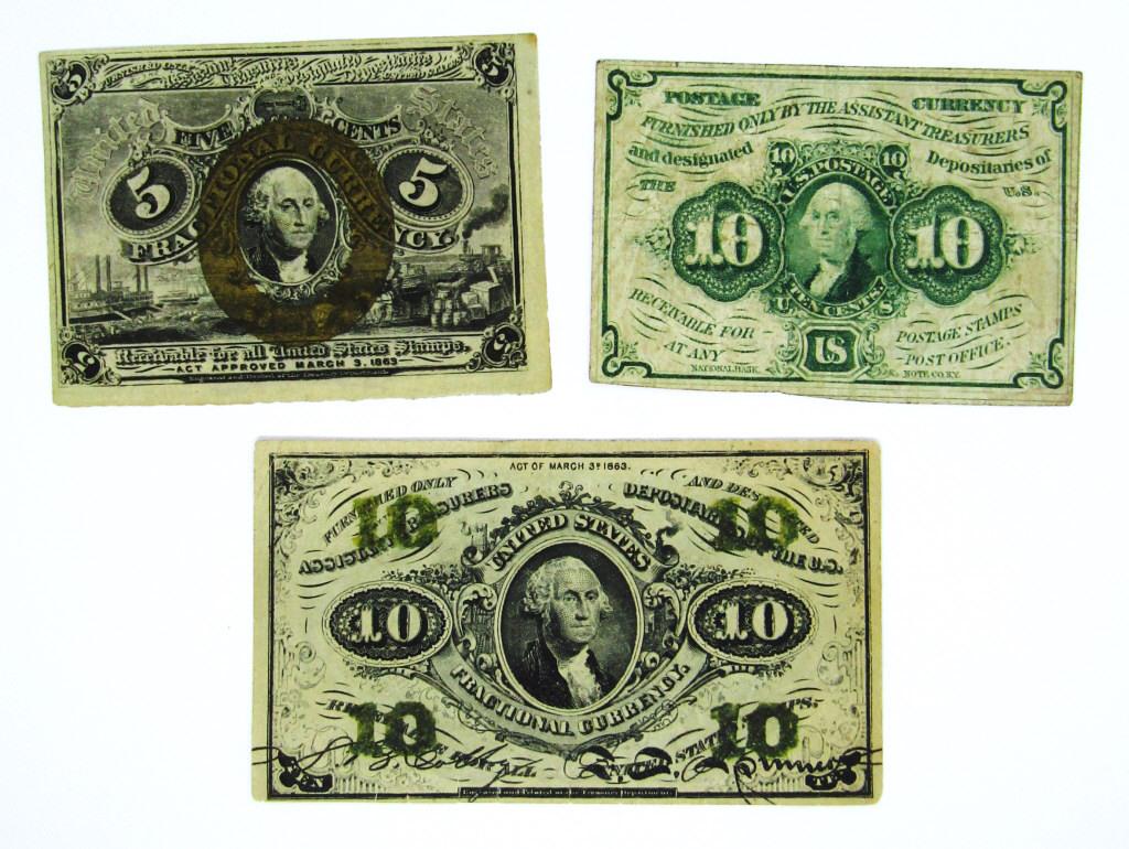 (3) FRACTIONAL NOTES w/GEORGE WASHINGTON (1 of 2)