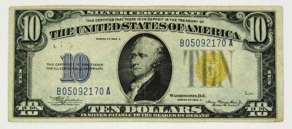 1934A $10 "NORTH AFRICA" SILVER CERT (1 of 2)