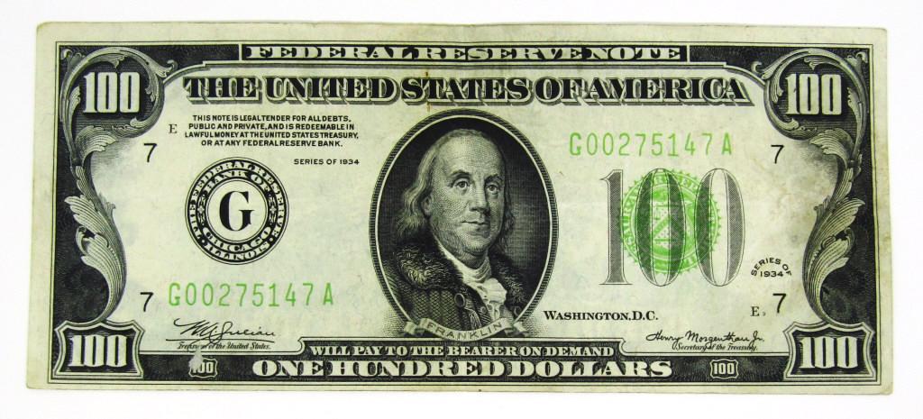 1934 $100 FEDERAL RESERVE NOTE (1 of 2)