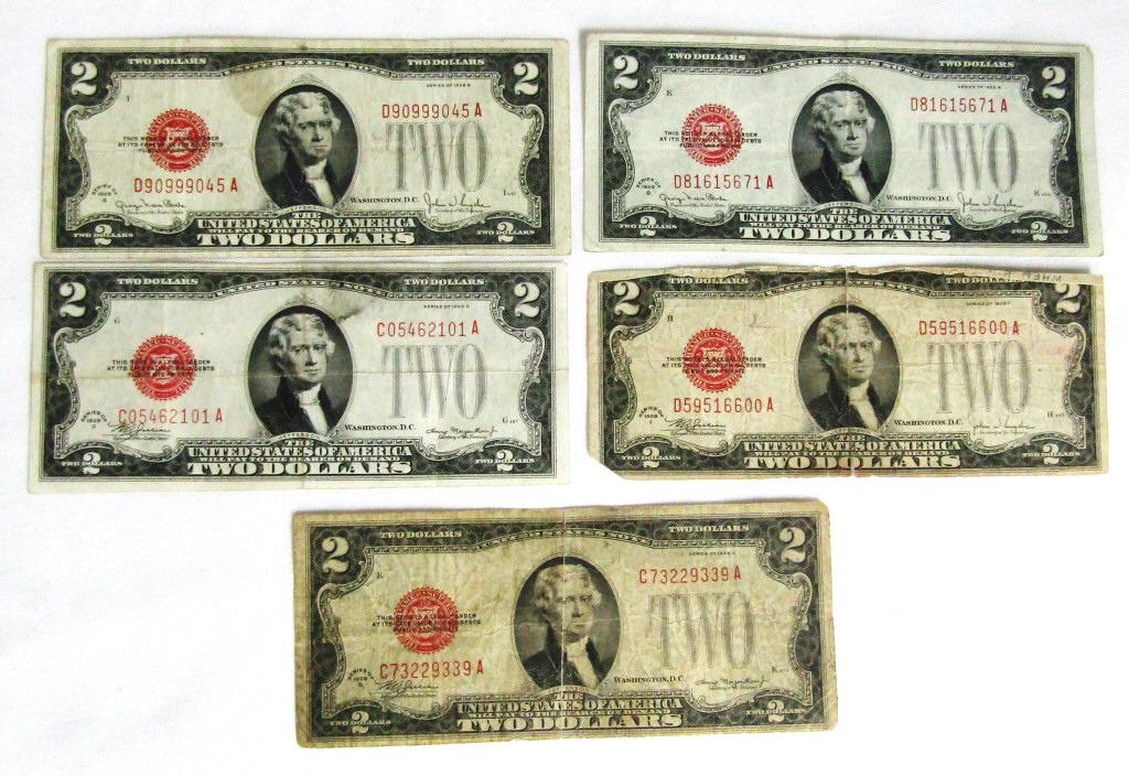 (5) 1928 $2 RED SEAL FEDERAL RSV NOTE (1 of 2)