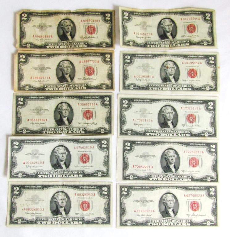 (10) $2 RED SEAL UNITED STATES NOTE (1 of 2)