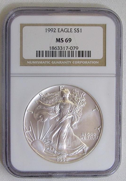 1992 Am. Silver Eagle NGC MS69 (1 of 2)