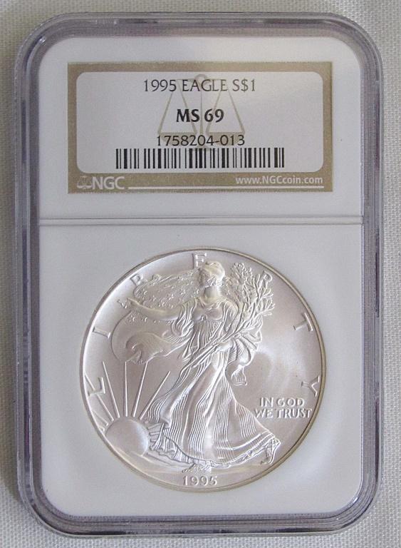 1995 Am. Silver Eagle NGC MS69 (1 of 2)