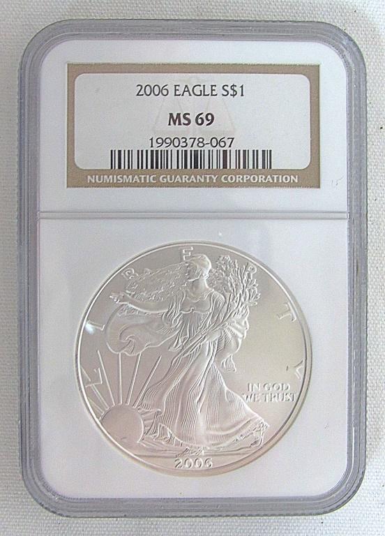 2006 Am. Silver Eagle NGC MS69 (1 of 2)