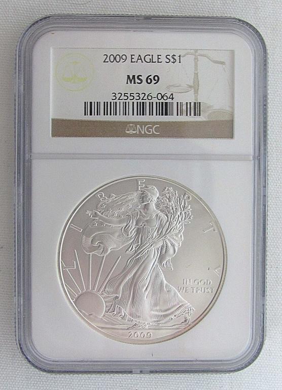 2009 Am. Silver Eagle NGC MS69 (1 of 2)