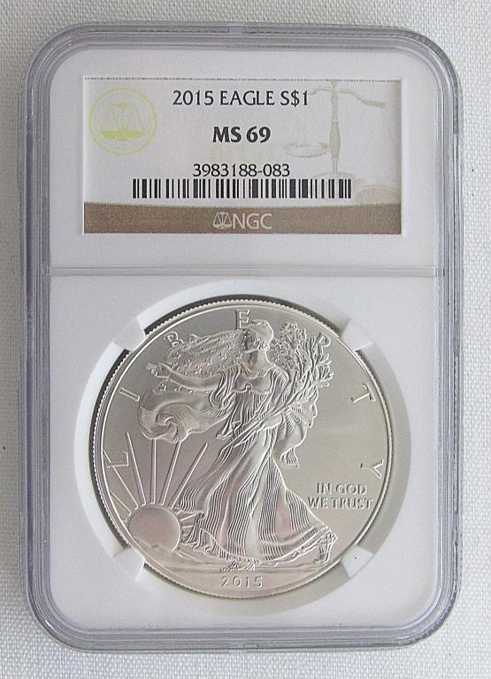 2015 Am. Silver Eagle NGC MS69 (1 of 2)