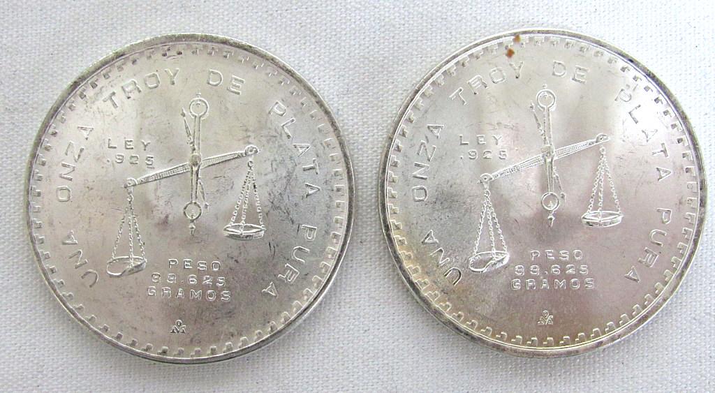 (2) 1980 MEXICO ONZA GEM UNC SILVER COIN (1 of 2)