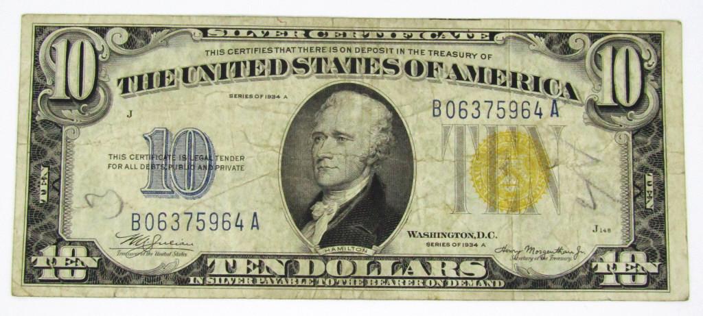 1934A $10 "NORTH AFRICA" SILVER CERT (1 of 2)