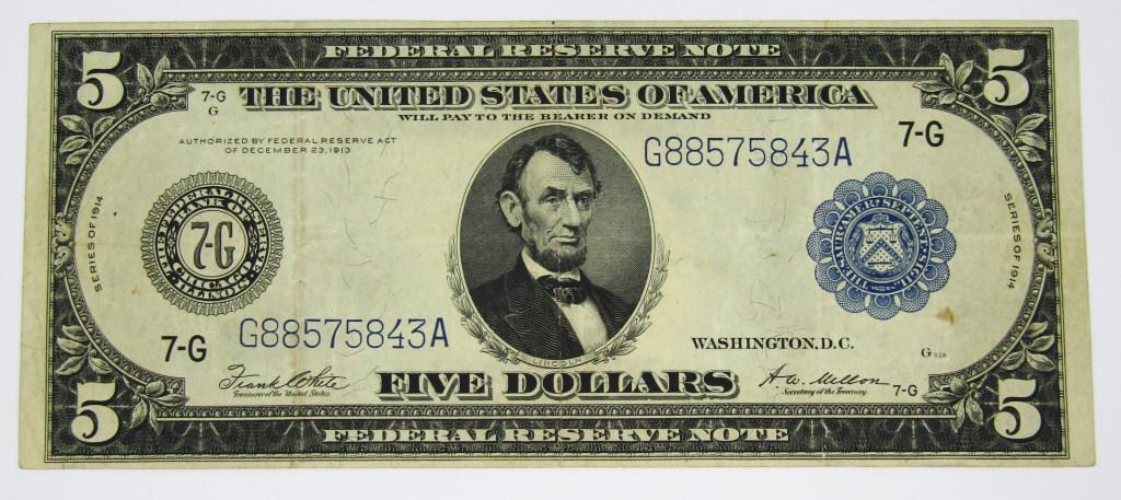 1914 $5 FEDERAL RESERVE NOTE (1 of 2)
