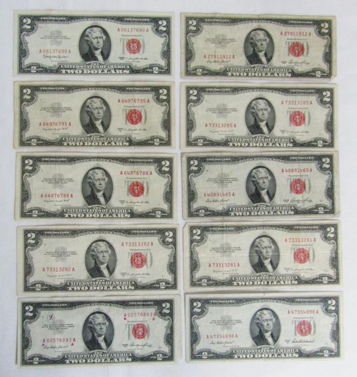 (10) $2 RED SEAL UNITED STATES NOTE (1 of 2)