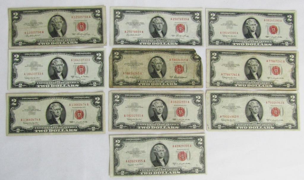 (10) $2 RED SEAL UNITED STATES NOTE (1 of 2)