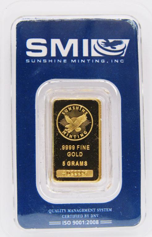 SUNSHINE MINT 5g .9999 FINE GOLD BAR (1 of 4)