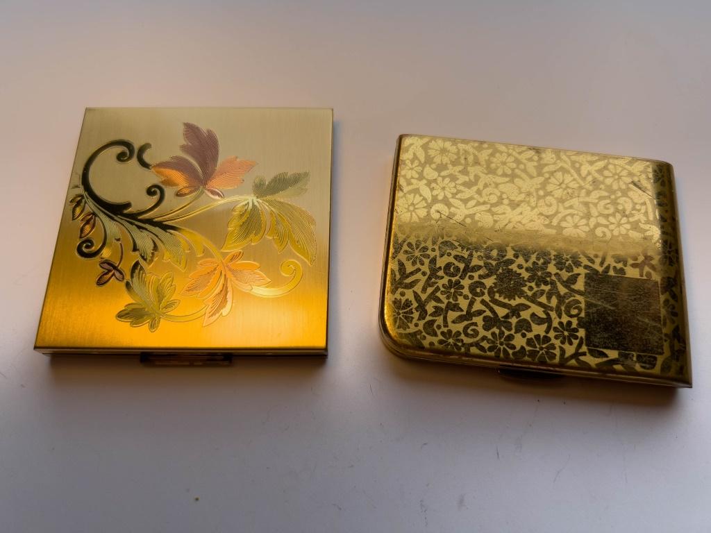 LOT OF 2 ELGIN AMERICA MAKE UP COMPACT HOLDERS: BID NOW!