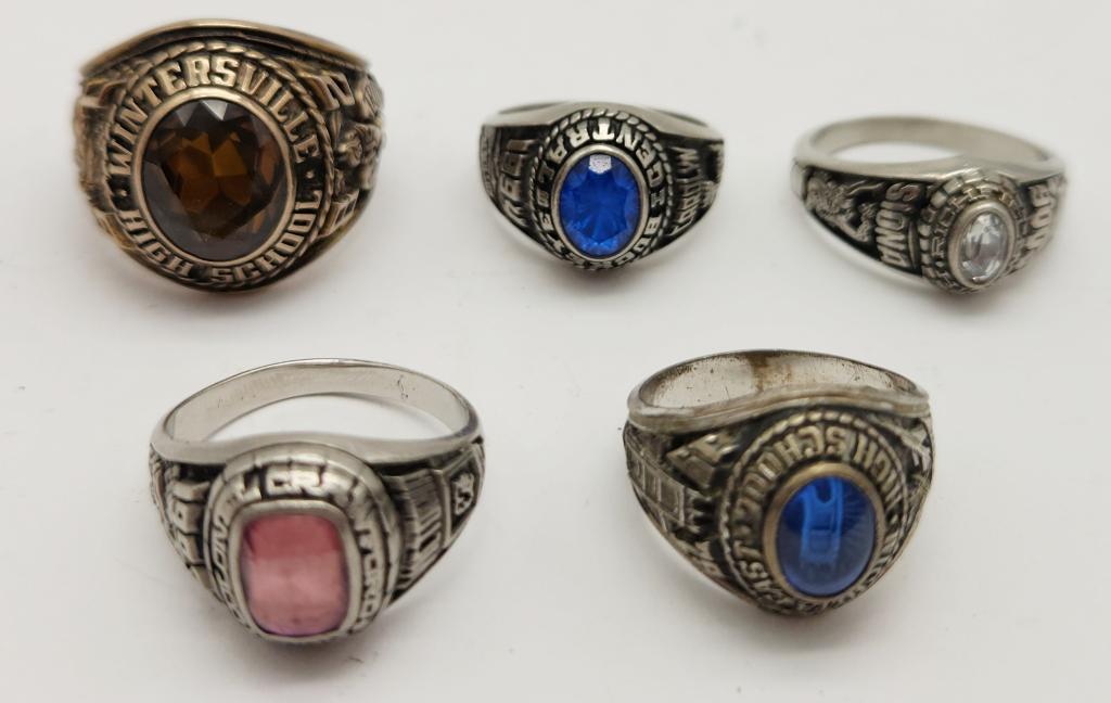 5-MEN'S/WOMAN'S CLASS RINGS: 1982 WINTERSVILLE (1 of 3)
