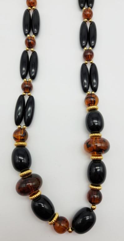 VINTAGE TRIFARI BLACK & BALTIC AMBER NECKLACE: REGISTER TO BID TODAY!