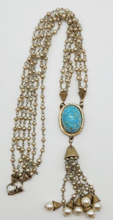 VINITAGE GOLD TONED MULTI STRANDED FAUX (1 of 3)