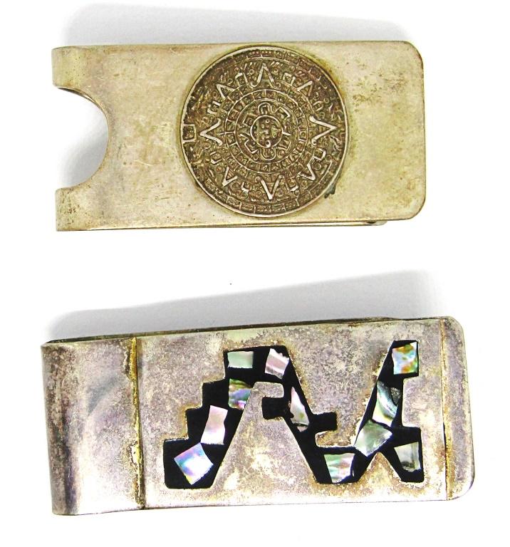 (2) 2 INCH MEXICO STERLING MONEY CLIPS! (1 of 5)