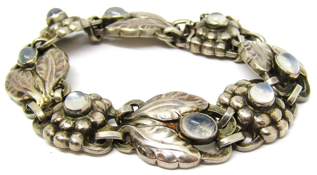 7.5 INCH STERLING PANEL BRACELET WITH STONES! (1 of 4)