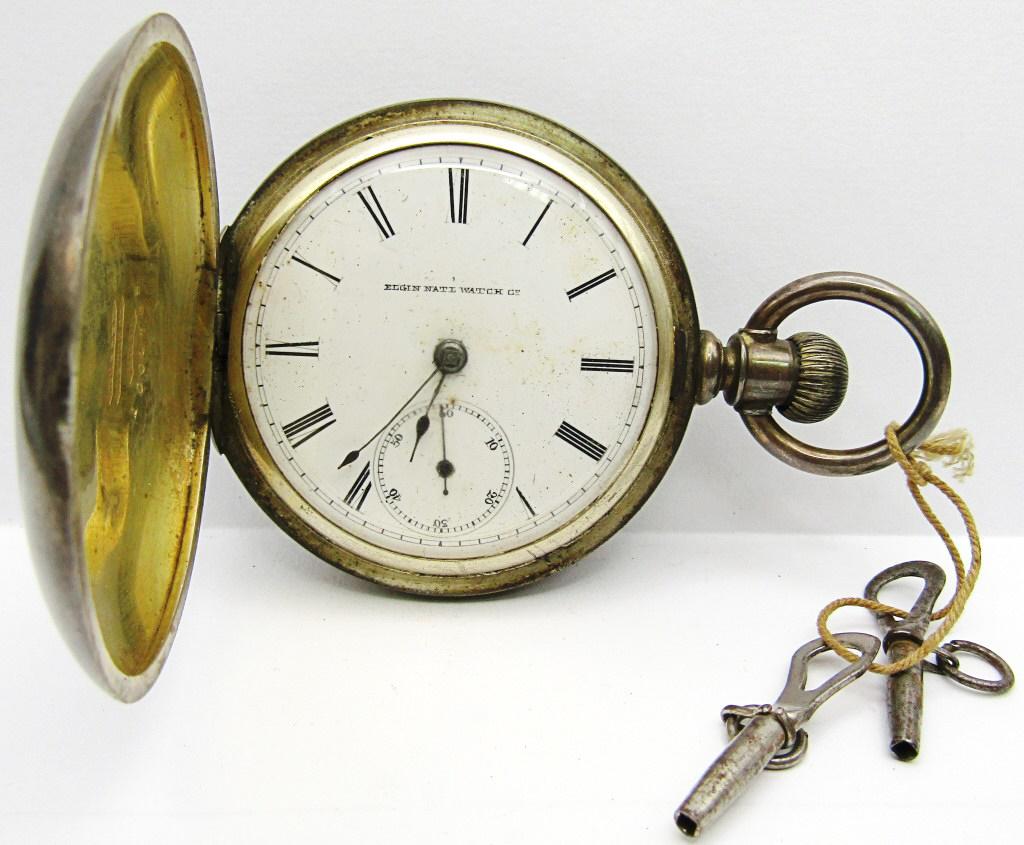 ELGIN KEY WIND COIN SILVER POCKET WATCH (1 of 7)