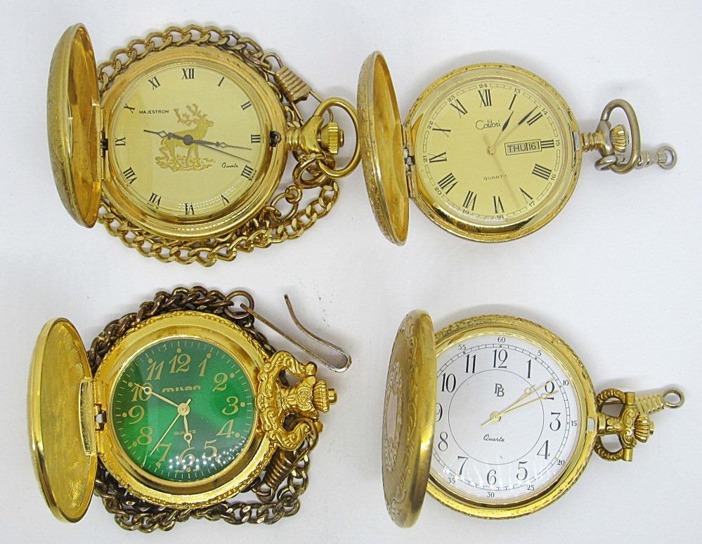 (4) Quartz Gold Tone Pocketwatches (1 of 7)